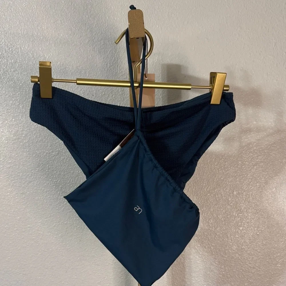 Au Naturel by Gottex Textured Bikini Bottom Teal Blue Size 10 NWT